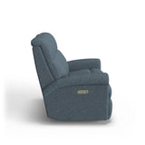 Davis Transitional Fabric Power Reclining Loveseat With Console & Power Headrests | Flexsteel