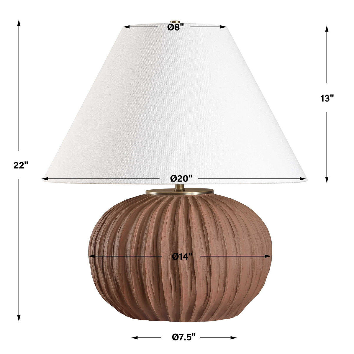 Keoghan Table Lamp Terracotta - Dark Brown by Uttermost - View 8