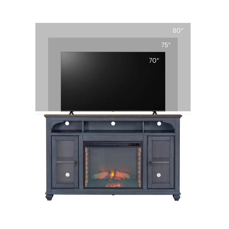 66 in Fireplace TV Stand for TVs up to 80 inches, Corduroy Blue Finish - sold by Home Elegance USA