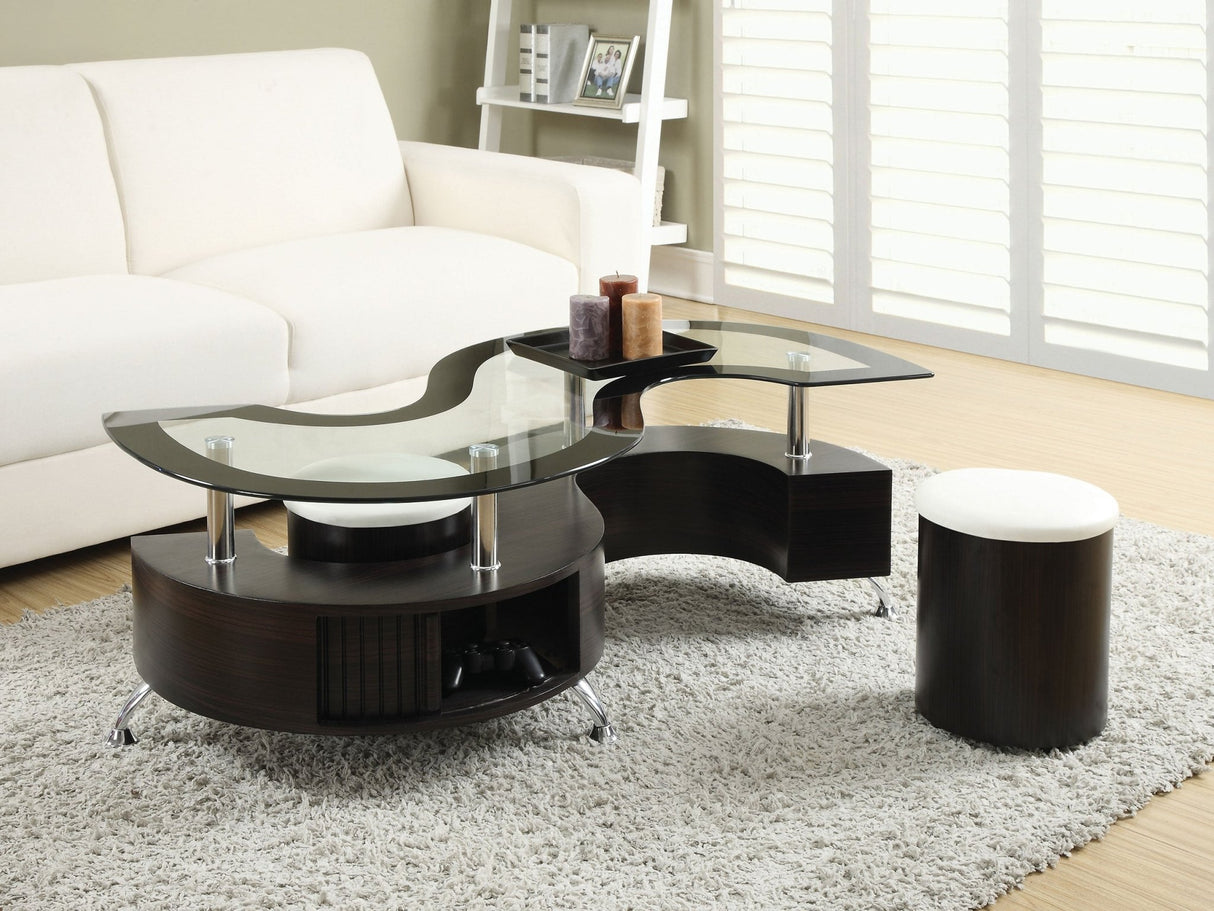 Buckley 3 - piece Coffee Table and Stools Set Cappuccino | Coaster | Home Elegance USA