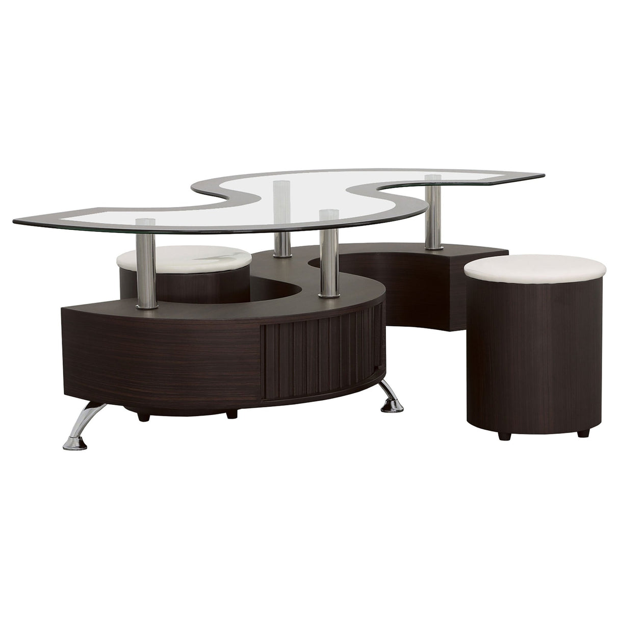 Buckley 3 - piece Coffee Table and Stools Set Cappuccino | Coaster | Home Elegance USA