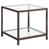 End Table - Trini End Table with Glass Shelf Black Nickel