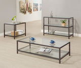 End Table - Trini End Table with Glass Shelf Black Nickel