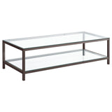 Coffee Table - Trini Coffee Table with Glass Shelf Black Nickel