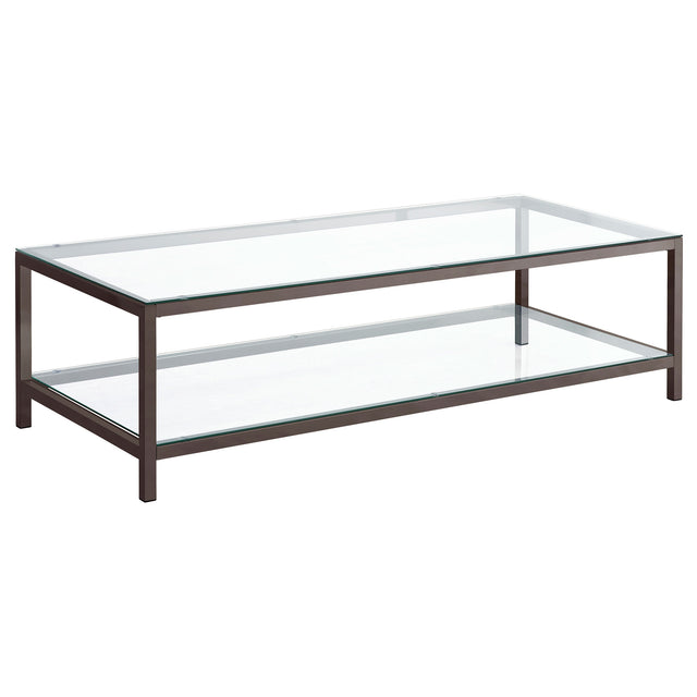 Coffee Table - Trini Coffee Table with Glass Shelf Black Nickel