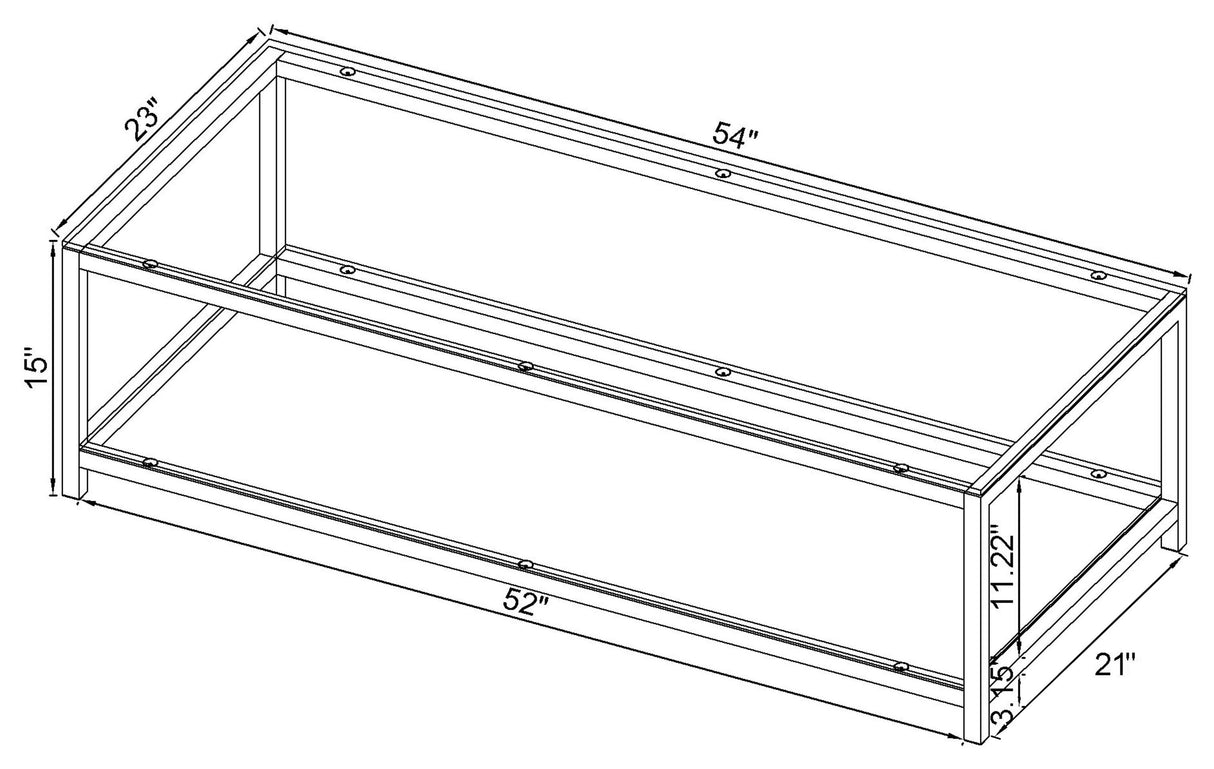 Coffee Table - Trini Coffee Table with Glass Shelf Black Nickel