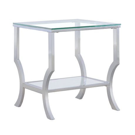 End Table - Saide Square End Table with Mirrored Shelf Chrome