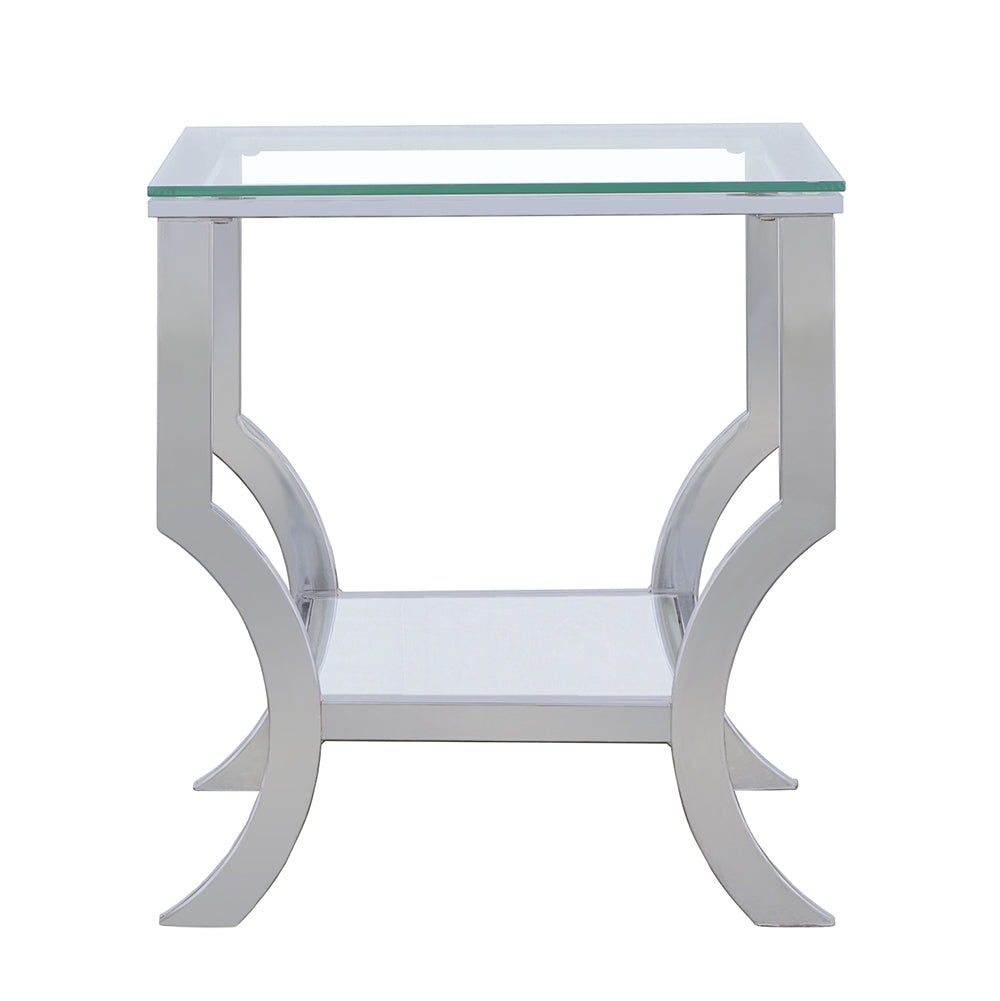 End Table - Saide Square End Table with Mirrored Shelf Chrome