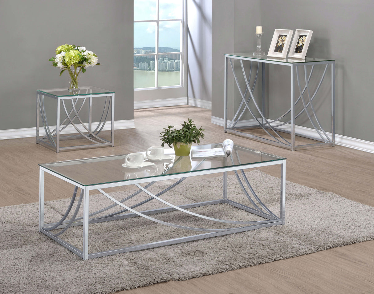 End Table - Lille Glass Top Square End Table Accents Chrome