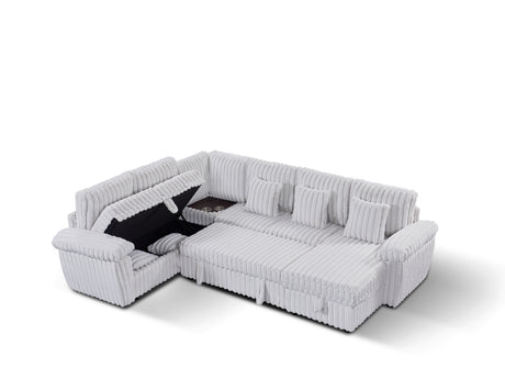 110-inch U-shaped corduroy super soft sectional sofa with storage and pull-out bed, corner coffee table with cup holder and USB port; suitable for living room, comfortable corduroy sectional sofa - sold by Home Elegance USA