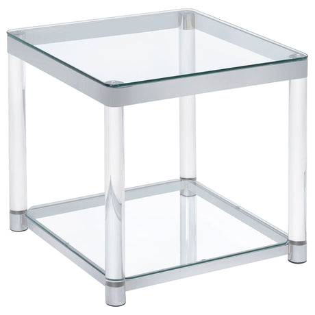 Anne End Table with Lower Shelf Chrome and Clear | Coaster - 720747 - Home Elegance USA - 1