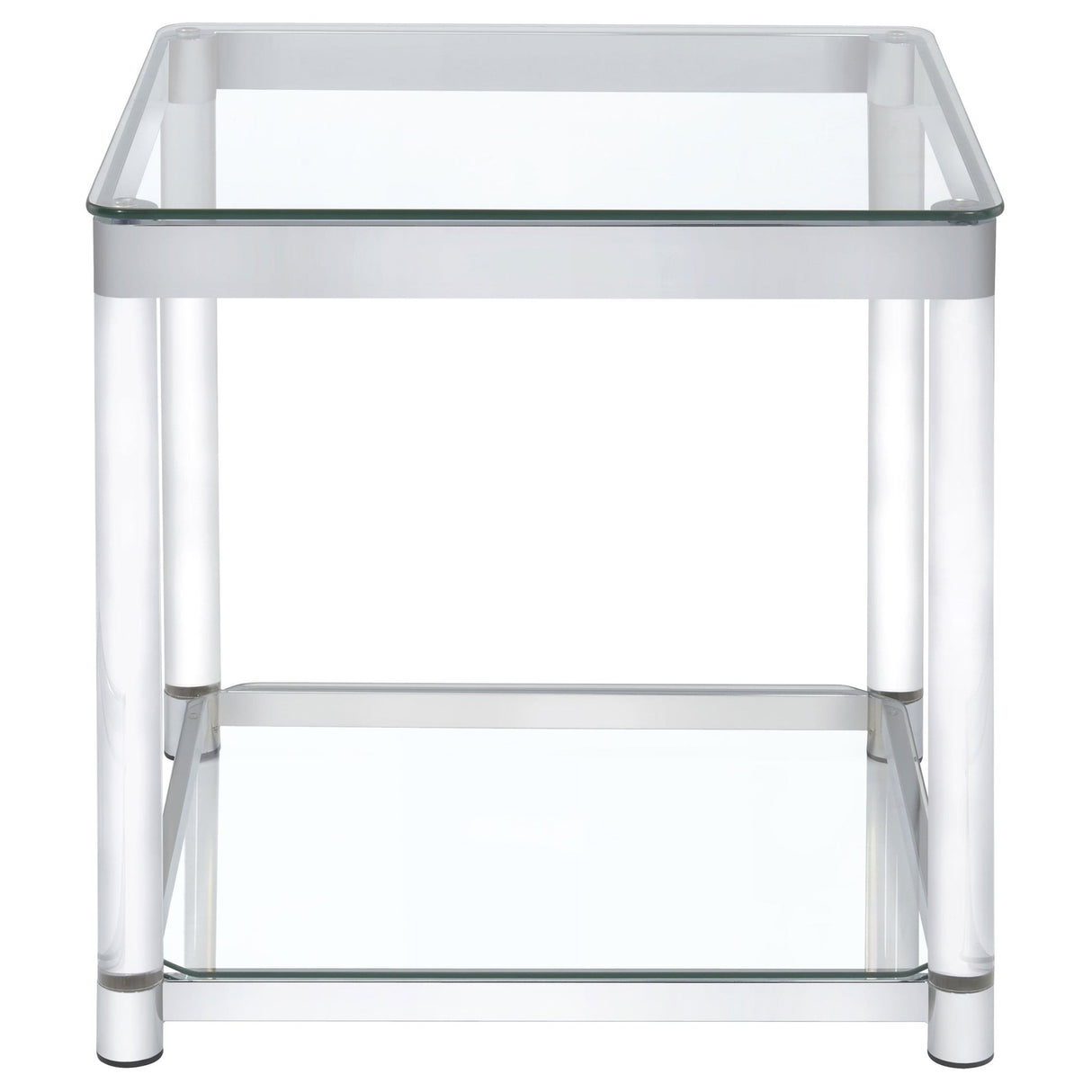 Anne End Table with Lower Shelf Chrome and Clear | Coaster - 720747 - Home Elegance USA - 3