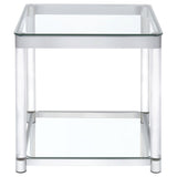 Anne End Table with Lower Shelf Chrome and Clear | Coaster - 720747 - Home Elegance USA - 3