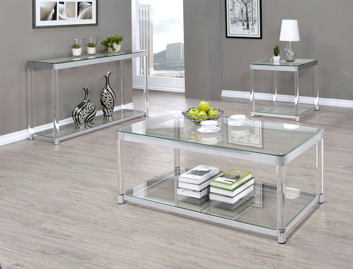 Anne End Table with Lower Shelf Chrome and Clear | Coaster - 720747 - Home Elegance USA - 5