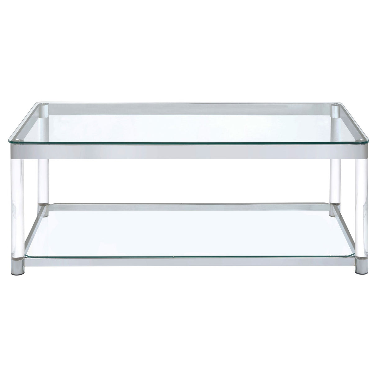 Anne Coffee Table with Lower Shelf Chrome and Clear | Coaster | Home Elegance USA