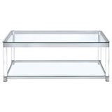 Anne Coffee Table with Lower Shelf Chrome and Clear | Coaster | Home Elegance USA