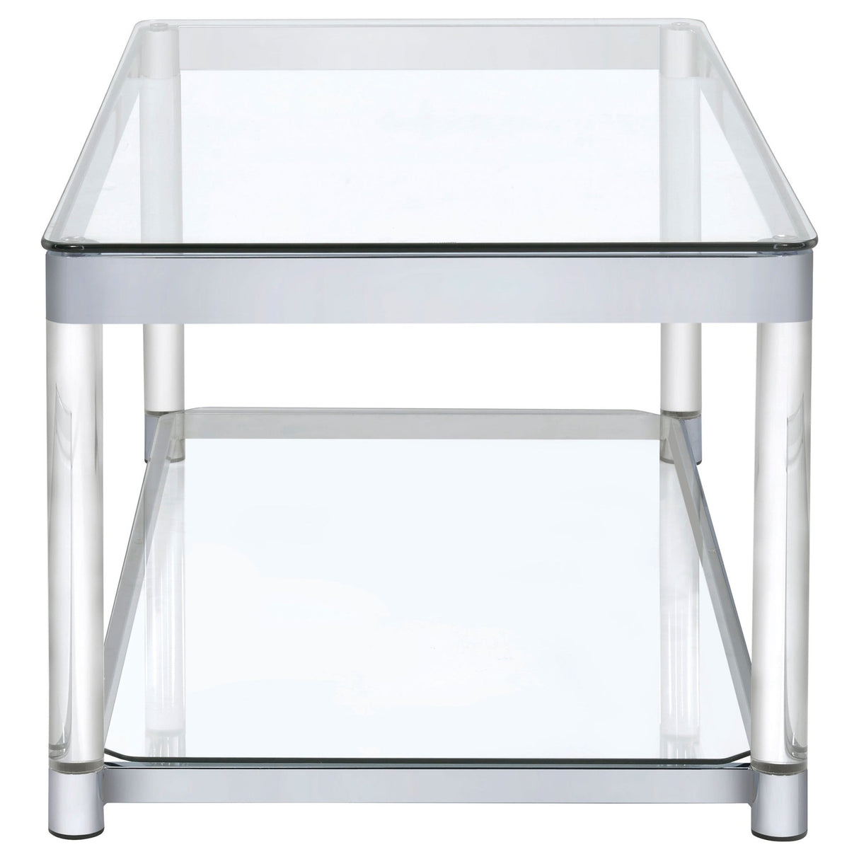 Anne Coffee Table with Lower Shelf Chrome and Clear | Coaster | Home Elegance USA