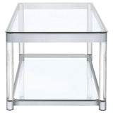 Anne Coffee Table with Lower Shelf Chrome and Clear | Coaster | Home Elegance USA