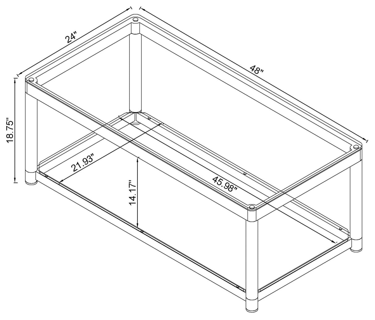 Anne Coffee Table with Lower Shelf Chrome and Clear | Coaster - 720748 - Home Elegance USA - 5