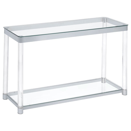 Anne Sofa Table with Lower Shelf Chrome and Clear | Coaster - 720749 - Home Elegance USA - 1