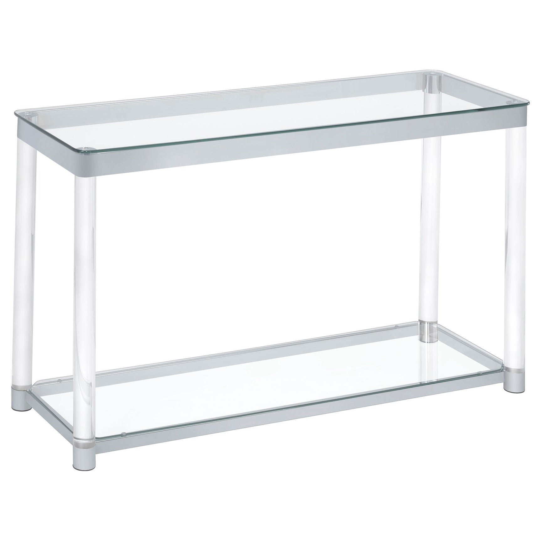 Sofa Table - Anne Sofa Table with Lower Shelf Chrome and Clear