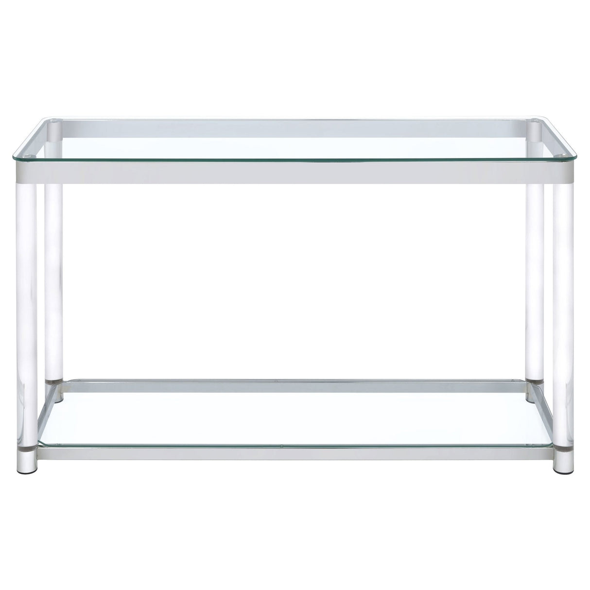 Anne Sofa Table with Lower Shelf Chrome and Clear | Coaster | Home Elegance USA