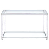 Anne Sofa Table with Lower Shelf Chrome and Clear | Coaster | Home Elegance USA