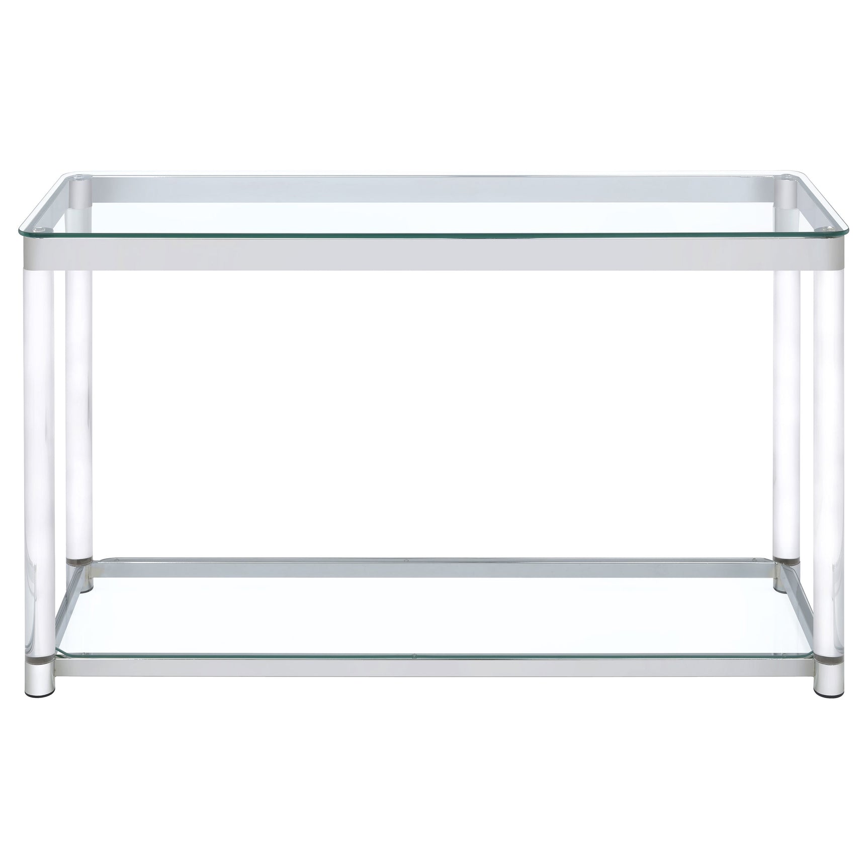 Sofa Table - Anne Sofa Table with Lower Shelf Chrome and Clear