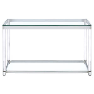 Sofa Table - Anne Sofa Table with Lower Shelf Chrome and Clear