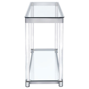 Sofa Table - Anne Sofa Table with Lower Shelf Chrome and Clear