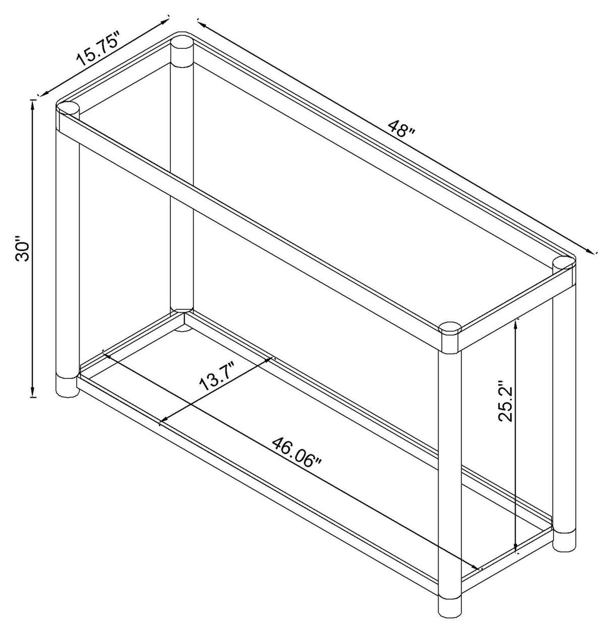 Anne Sofa Table with Lower Shelf Chrome and Clear | Coaster | Home Elegance USA