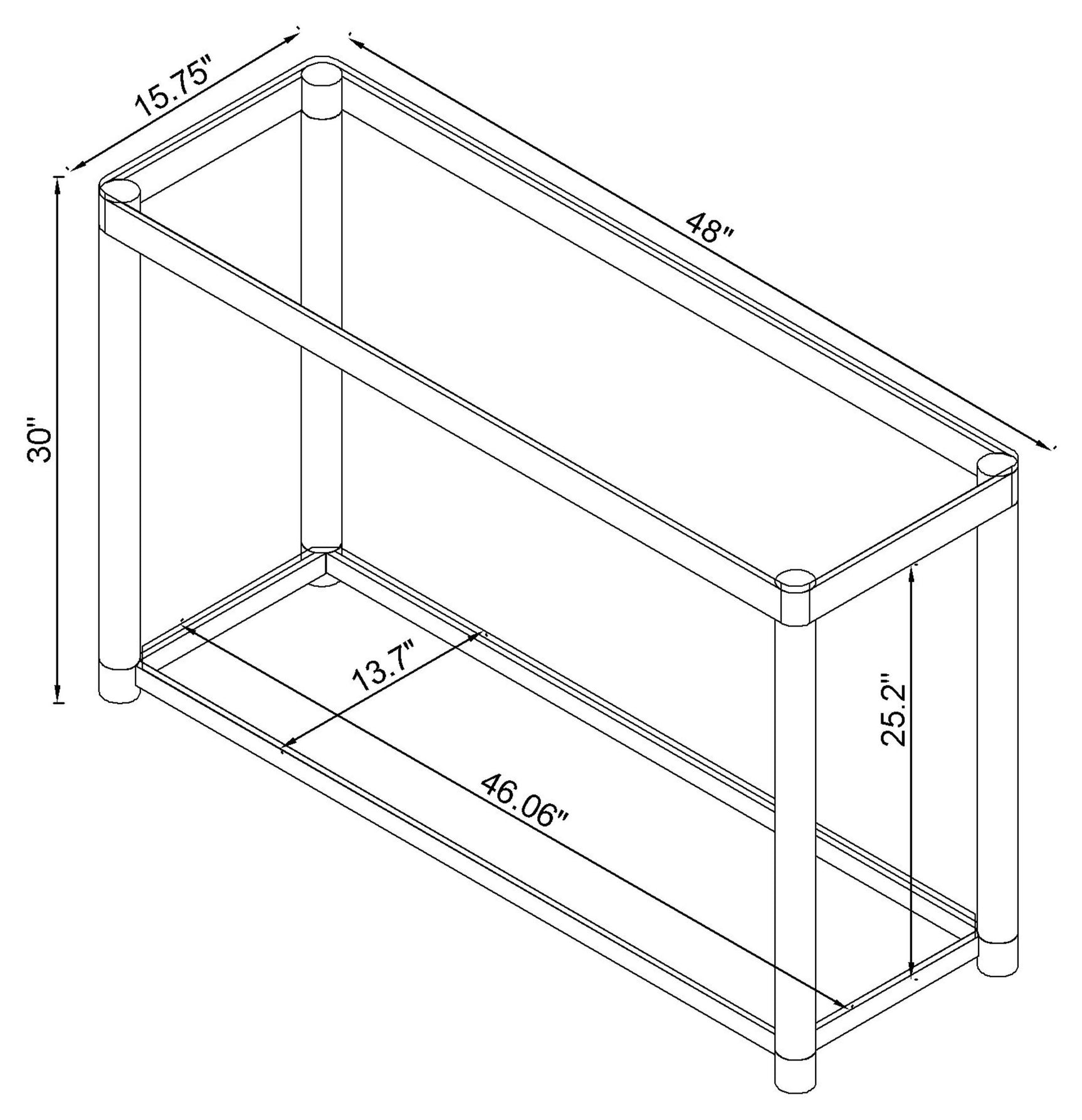 Sofa Table - Anne Sofa Table with Lower Shelf Chrome and Clear