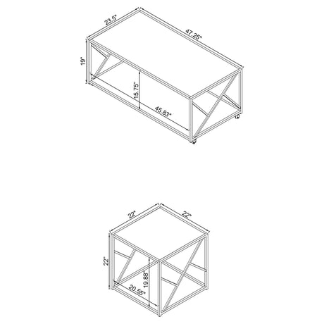 3 Pc Coffee Table Set - Provins 3 - piece Occasional Table Set Clear Mirror and Chrome - 720794 - image - 6