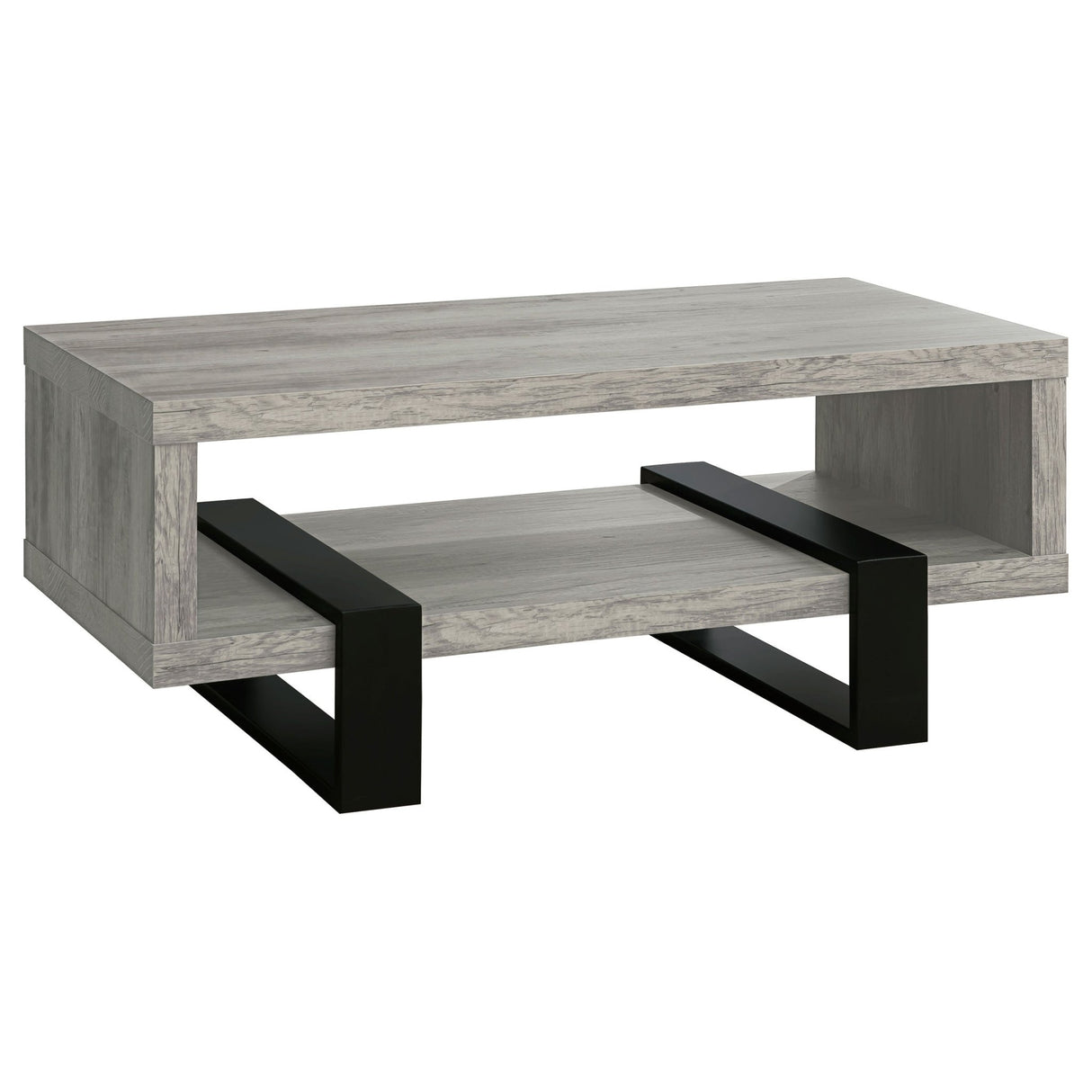 Dinard Coffee Table with Shelf Grey Driftwood | Coaster - 720878 - Home Elegance USA - 1