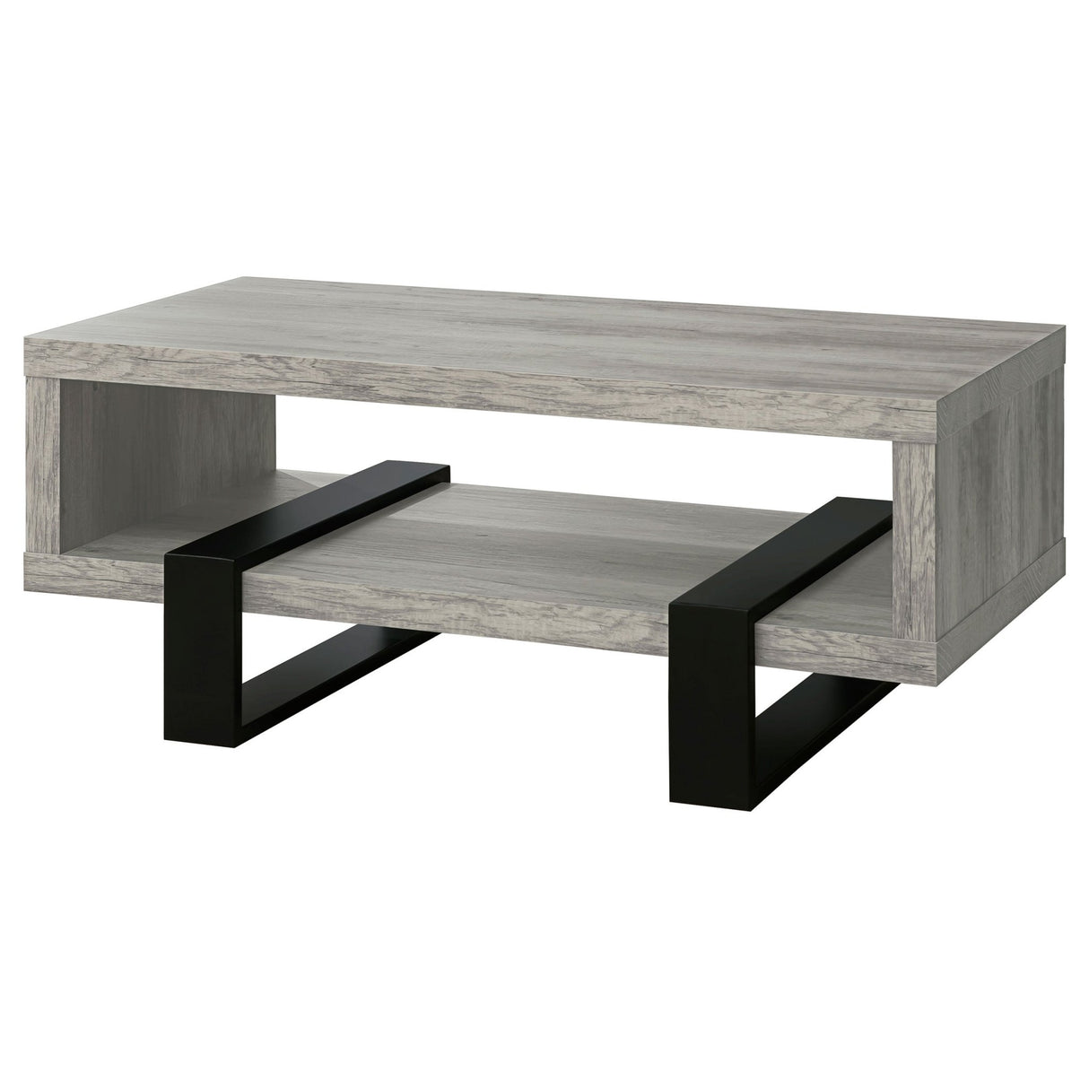 Dinard Coffee Table with Shelf Grey Driftwood | Coaster - 720878 - Home Elegance USA - 4