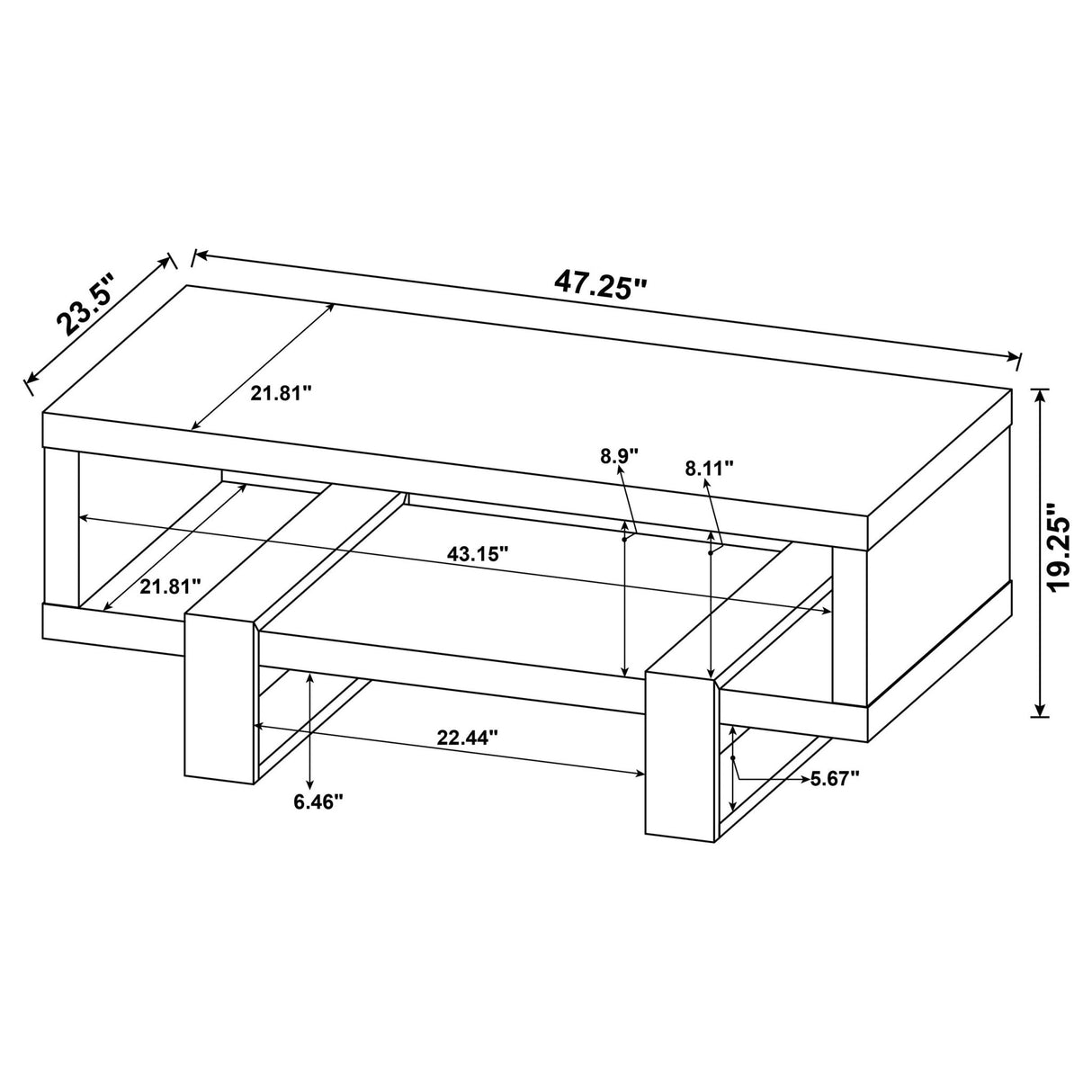 Dinard Coffee Table with Shelf Grey Driftwood | Coaster - 720878 - Home Elegance USA - 7