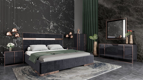 Cartier Modern Black & Rose Gold Bedroom Set – VIG Furniture - sold by Home Elegance USA