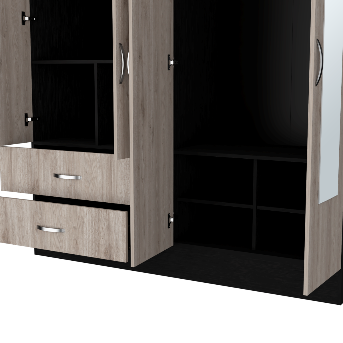 Armoire Ron, Bedroom, Black / Light Gray - sold by Home Elegance USA