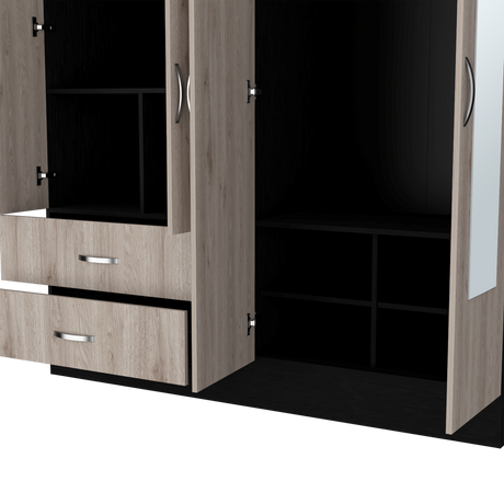 Armoire Ron, Bedroom, Black / Light Gray - sold by Home Elegance USA