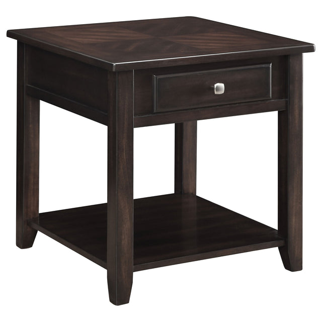 Bradford Square 1 - shelf End Table Walnut | Coaster - 721037 - Home Elegance USA - 1