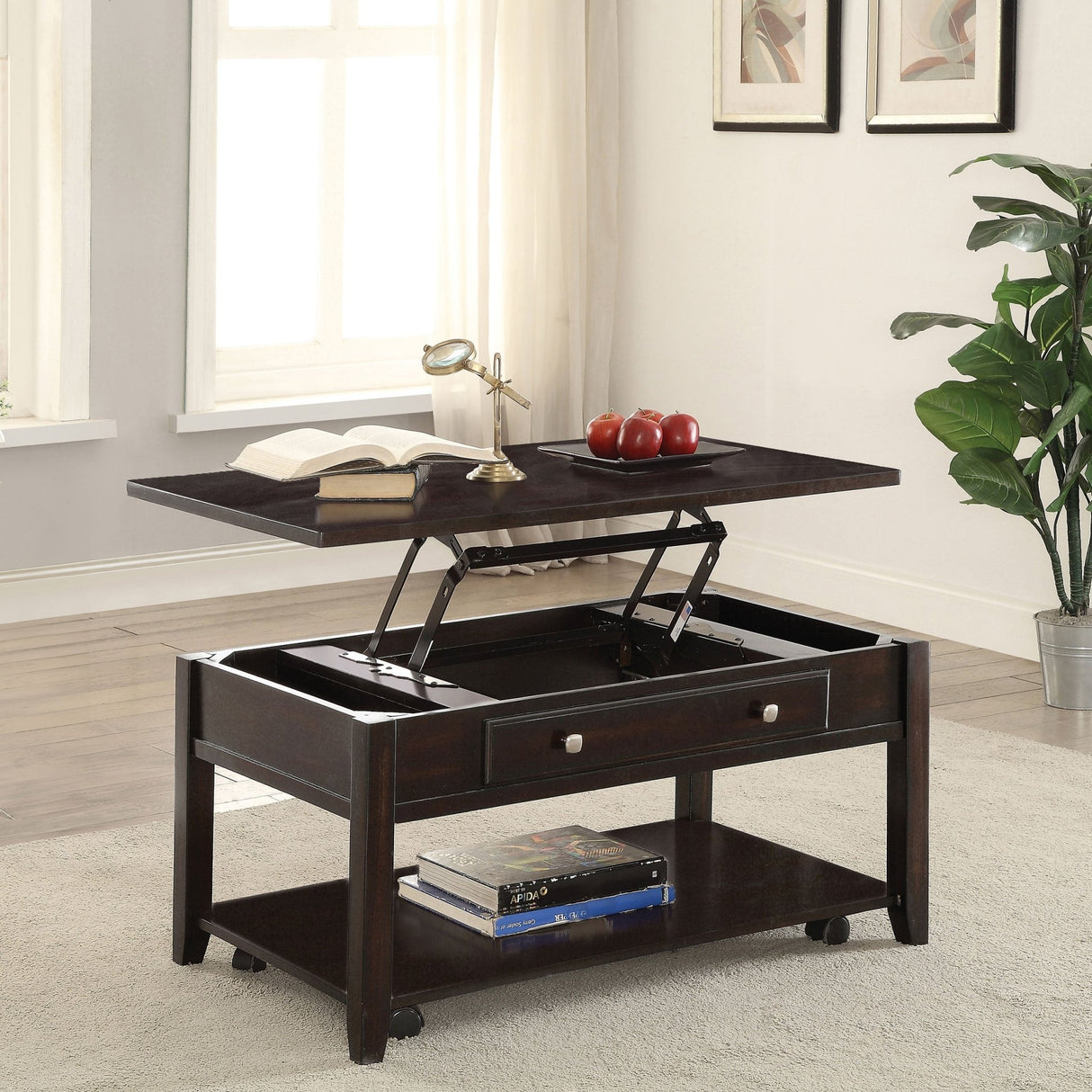 Bradford Rectangular Lift Top Coffee Table Walnut | Coaster - 721038 - Home Elegance USA - 2