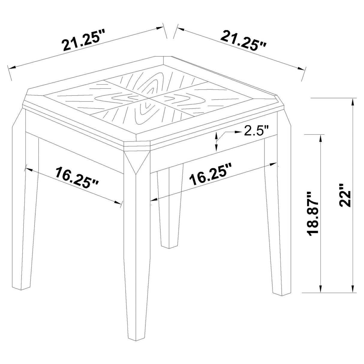 Baylor Square End Table Walnut | Coaster - 721047 - Home Elegance USA - 4