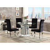 Acme - Noralie Dining Table 72140 Clear Glass Top & Mirrored & Faux Diamonds