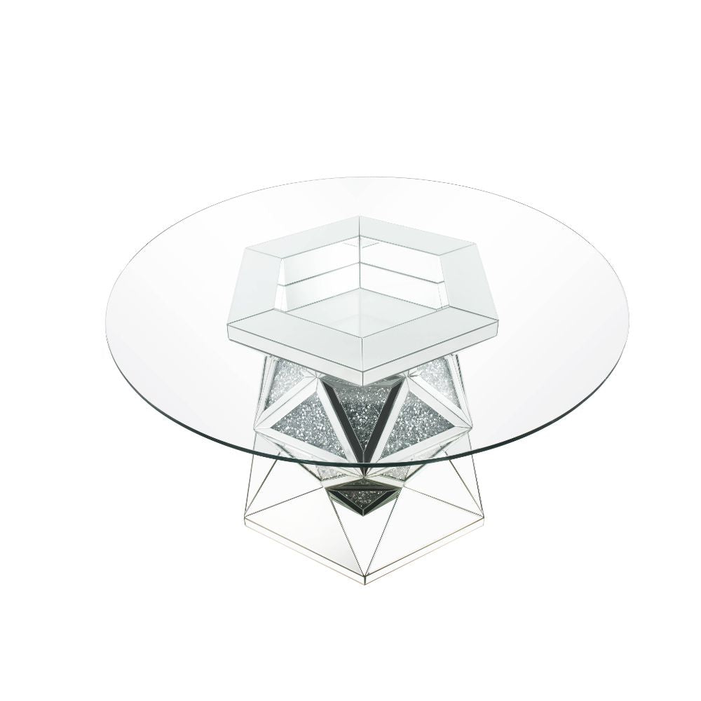 Acme - Noralie Dining Table 72145 Mirrored & Faux Diamonds