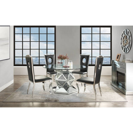 Acme - Noralie Dining Table 72145 Mirrored & Faux Diamonds