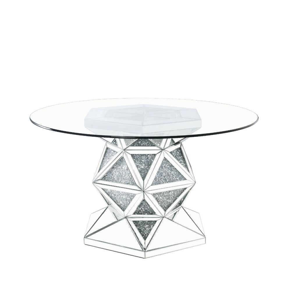 Acme - Noralie Dining Table 72145 Mirrored & Faux Diamonds