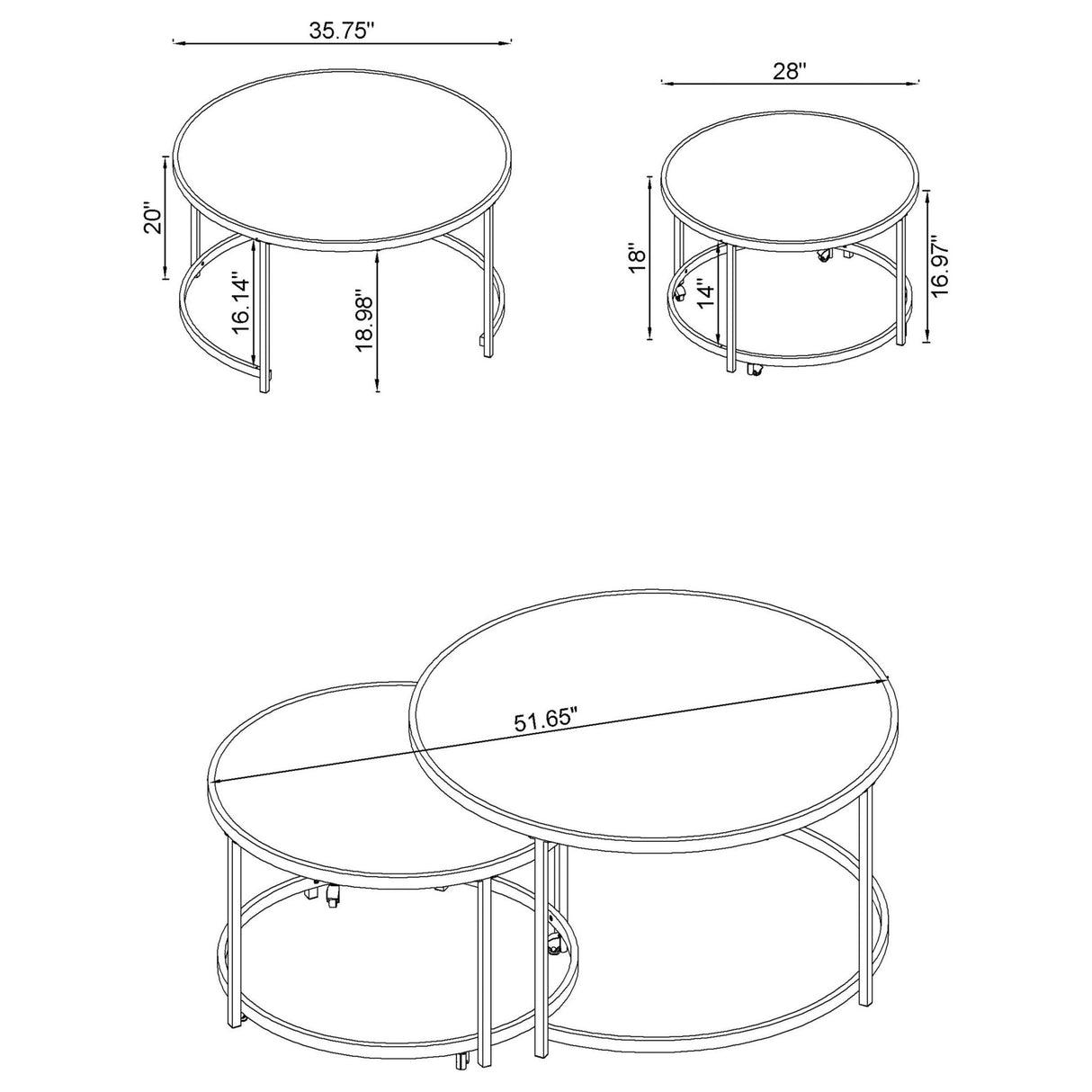 Lynn 2 - piece Round Nesting Table White and Chrome - 721528 - image - 5