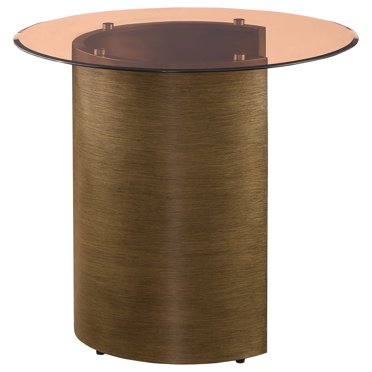 End Table - Morena Round End Table with Tawny Tempered Glass Top Brushed Bronze