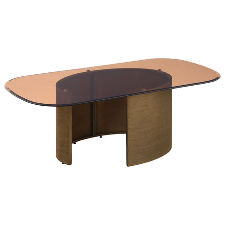 Coffee Table  - Morena Rectangular Coffee Table with Tawny Tempered Glass Top Brushed Bronze