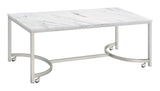 Coffee Table - Leona Coffee Table with Casters White and Satin Nickel